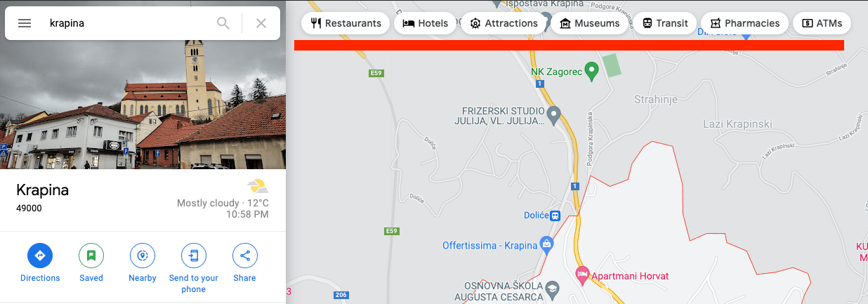 Google Maps brze opcije pretrage