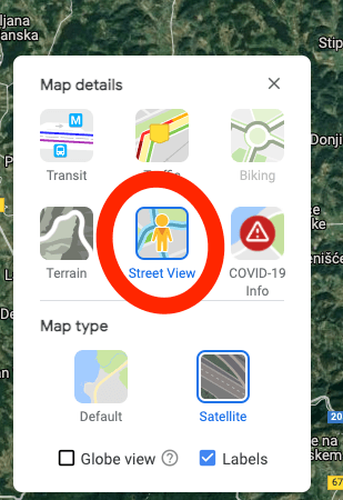 Street view opcija - korak 2
