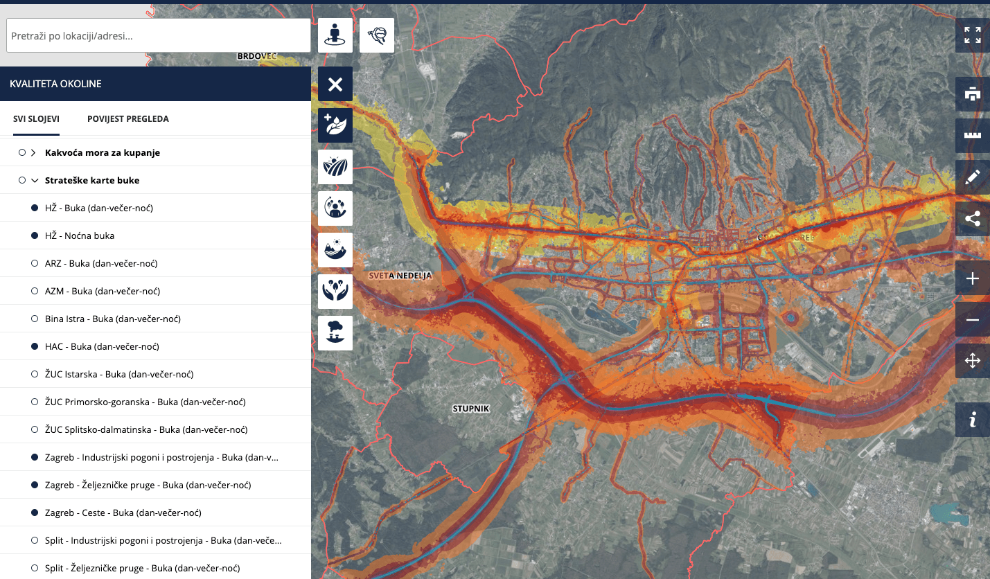 GeoHrvatska strateške karte buke